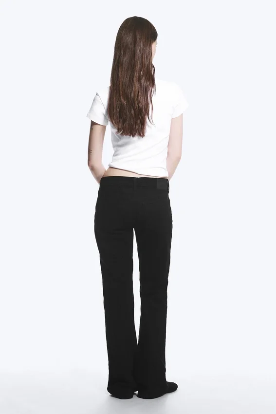 Vaqueros Nova de talle bajo, corte ajustado y acampanado – Lavado negro – Negro Vaqueros Nova de talle bajo, corte ajustado y acampanado – Lavado negro – Negro