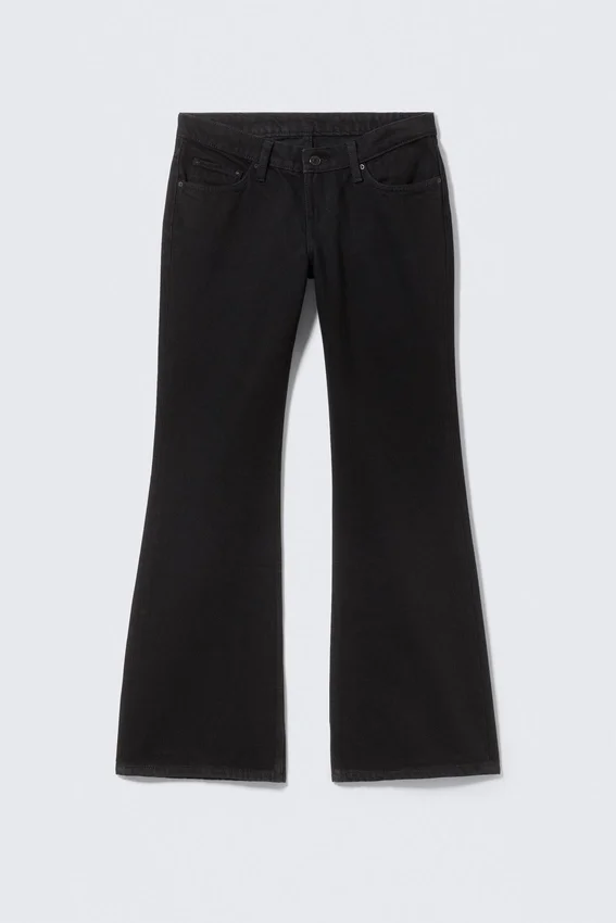 Vaqueros Nova de talle bajo, corte ajustado y acampanado – Lavado negro – Negro Vaqueros Nova de talle bajo, corte ajustado y acampanado – Lavado negro – Negro