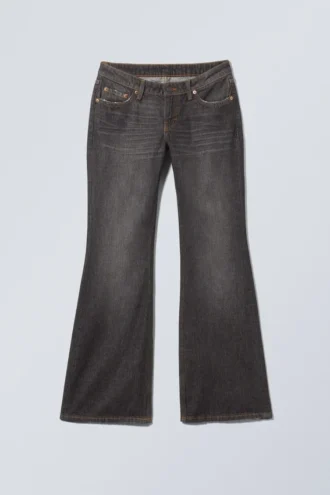 Vaqueros Nova de talle bajo, corte ajustado y acampanado – Negro ceniza – Negro Vaqueros Nova de talle bajo, corte ajustado y acampanado – Negro ceniza – Negro
