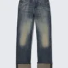 Vaqueros Orbit de talle medio y corte recto con vuelta en el bajo – Azul Báltico – Azul oscuro Vaqueros Orbit de talle medio y corte recto con vuelta en el bajo – Azul Báltico – Azul oscuro