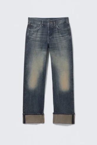 Vaqueros Orbit de talle medio y corte recto con vuelta en el bajo – Azul Báltico – Azul oscuro Vaqueros Orbit de talle medio y corte recto con vuelta en el bajo – Azul Báltico – Azul oscuro