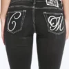 Vaqueros pitillo de talle bajo con corte acampanado Fancy Booty Bei – Estampado Polly Black – Negro | Cheap Monday Gb