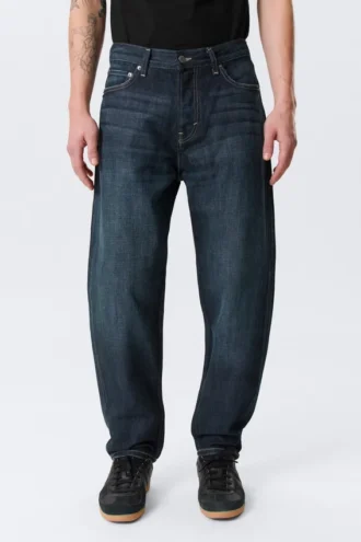 Vaqueros Ray de talle medio, corte holgado y pierna cónica – Azul mar profundo – Azul oscuro Vaqueros Ray de talle medio, corte holgado y pierna cónica – Azul mar profundo – Azul oscuro