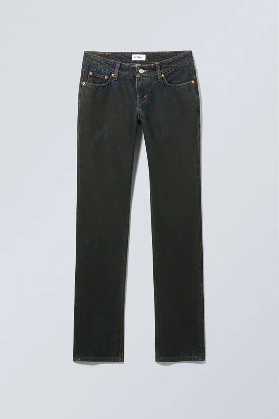 Vaqueros rectos ajustados de talle bajo Nail – Azul tierra – Azul manchado de marrón Vaqueros rectos ajustados de talle bajo Nail – Azul tierra – Azul manchado de marrón