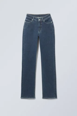 Vaqueros rectos ajustados de talle medio Twig Curve – Azul zafiro – Azul oscuro