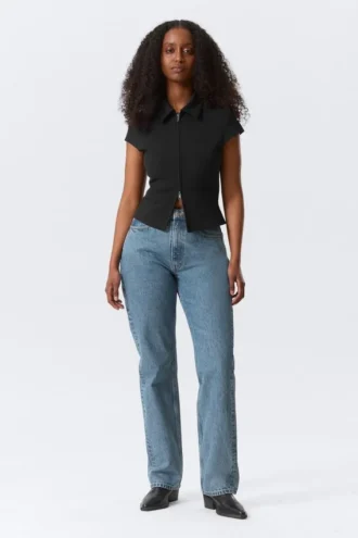 Vaqueros rectos de talle alto Resolute Curve – Azul 90S – Azul medio