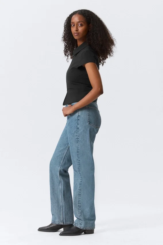 Vaqueros rectos de talle alto Resolute Curve – Azul 90S – Azul medio Vaqueros rectos de talle alto Resolute Curve – Azul 90S – Azul medio