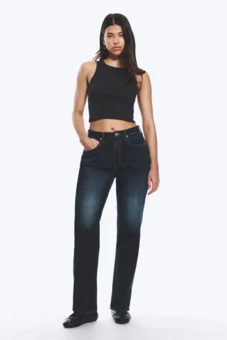 Vaqueros rectos de talle alto Resolute Curve – Azul ángel – Azul oscuro
