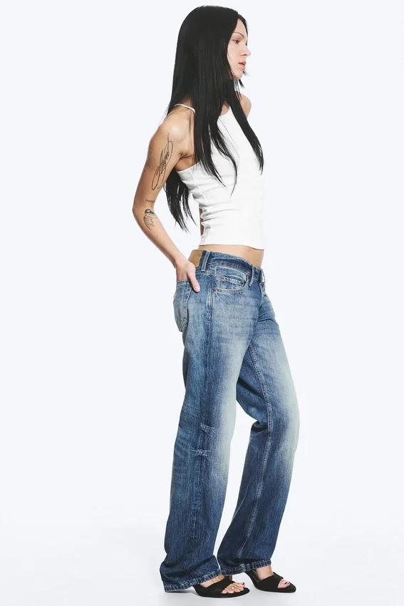 Vaqueros rectos de talle bajo Arrow – Azul tabla – Azul medio Vaqueros rectos de talle bajo Arrow – Azul tabla – Azul medio