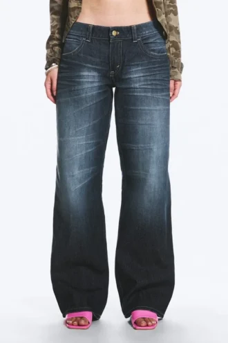 Vaqueros rectos de talle bajo Messy – Azul estrella – Azul oscuro | Cheap Monday GB