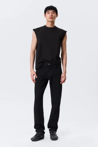 Vaqueros rectos de talle medio y corte ajustado Orion – Lavado negro – Negro