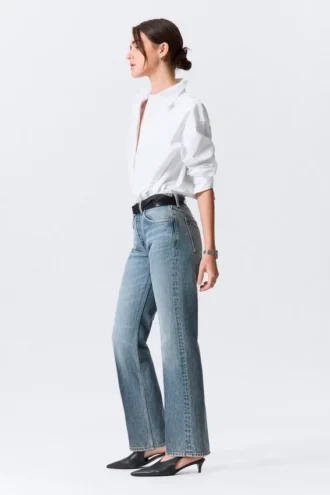 Vaqueros rectos de talle medio y corte regular Origin – Azul medio – Azul medio