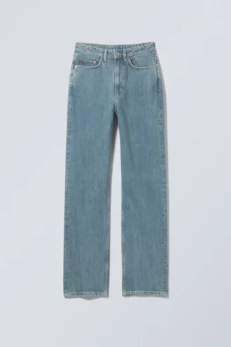 Vaqueros rectos de talle superalto Row – Azul 2000 – Azul medio