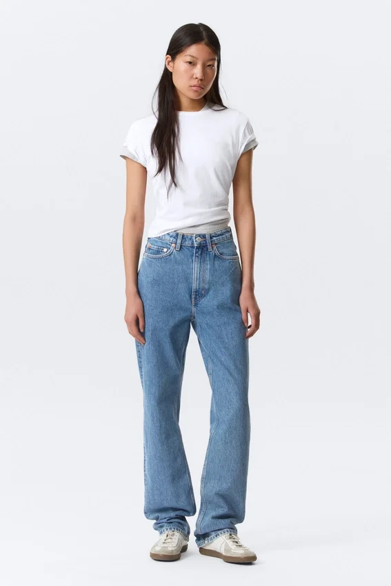 Vaqueros rectos de talle superalto Row – Azul 90S – Azul medio Vaqueros rectos de talle superalto Row – Azul 90S – Azul medio