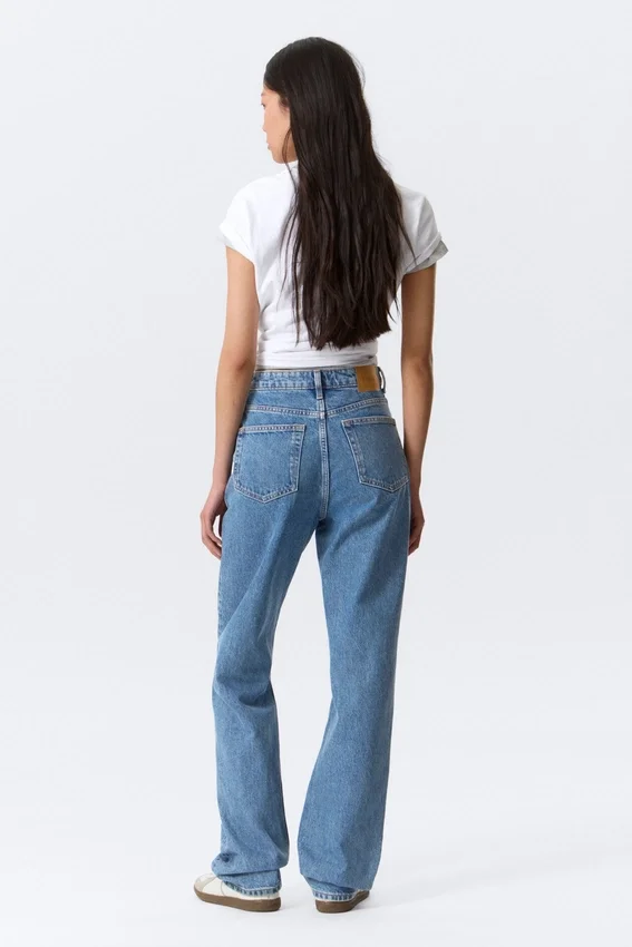 Vaqueros rectos de talle superalto Row – Azul 90S – Azul medio Vaqueros rectos de talle superalto Row – Azul 90S – Azul medio