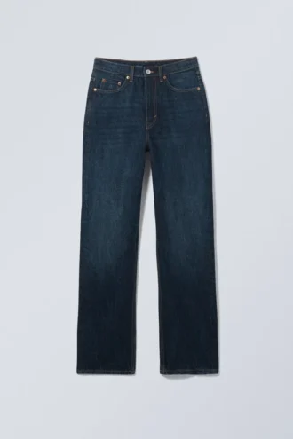 Vaqueros rectos de talle superalto Row – Azul compacto – Azul oscuro