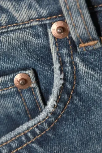 Vaqueros rectos de talle superalto Row – Azul hierro – Azul medio