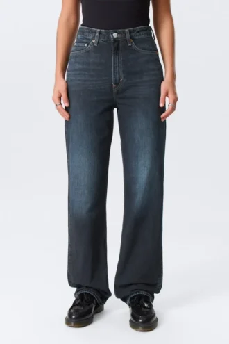 Vaqueros rectos de talle superalto Row – Azul ángel – Azul oscuro