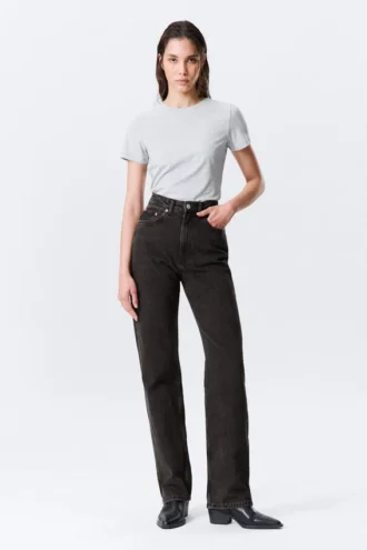 Vaqueros rectos de talle superalto Row – Echo Black – Negro
