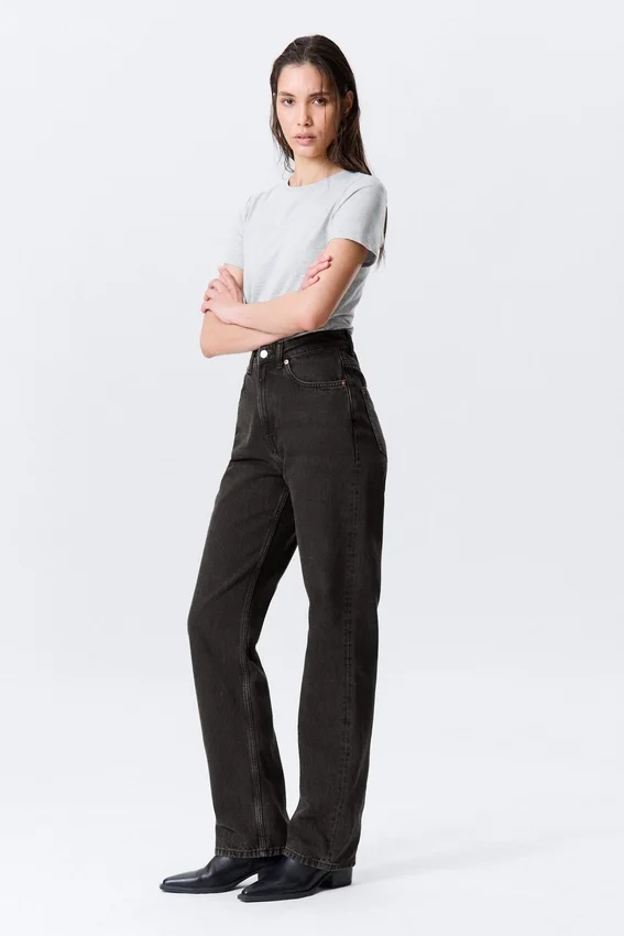 Vaqueros rectos de talle superalto Row – Echo Black – Negro Vaqueros rectos de talle superalto Row – Echo Black – Negro