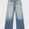 Vaqueros rectos holgados de cintura regular – Azul desgastado | Cheap Monday Gb Vaqueros rectos holgados de cintura regular – Azul desgastado | Cheap Monday Gb