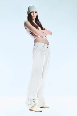 Vaqueros rectos holgados de cintura regular – Blanco arrugado – Blanco | Cheap Monday Gb Vaqueros rectos holgados de cintura regular – Blanco arrugado – Blanco | Cheap Monday Gb