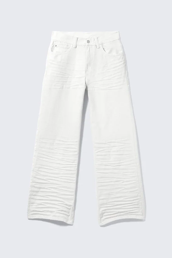 Vaqueros rectos holgados de cintura regular – Blanco arrugado – Blanco | Cheap Monday Gb Vaqueros rectos holgados de cintura regular – Blanco arrugado – Blanco | Cheap Monday Gb