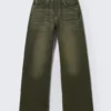 Vaqueros rectos holgados de cintura regular – Verde oscuro – Verde caqui | Cheap Monday Gb Vaqueros rectos holgados de cintura regular – Verde oscuro – Verde caqui | Cheap Monday Gb