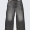 Vaqueros rectos holgados de talle bajo Missy – Negro oscuro – Negro