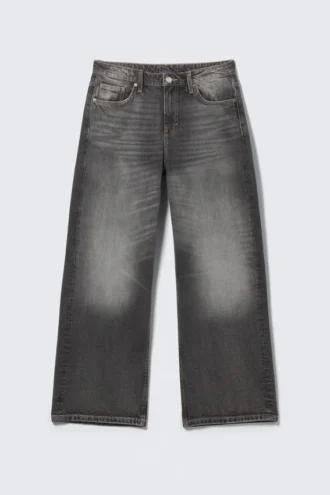 Vaqueros rectos holgados de talle bajo Missy – Negro oscuro – Negro