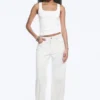 Vaqueros rectos holgados de talle bajo para mujer – Blanco sucio – Blanco Vaqueros rectos holgados de talle bajo para mujer – Blanco sucio – Blanco