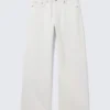 Vaqueros rectos holgados de talle bajo para mujer – Blanco sucio – Blanco Vaqueros rectos holgados de talle bajo para mujer – Blanco sucio – Blanco