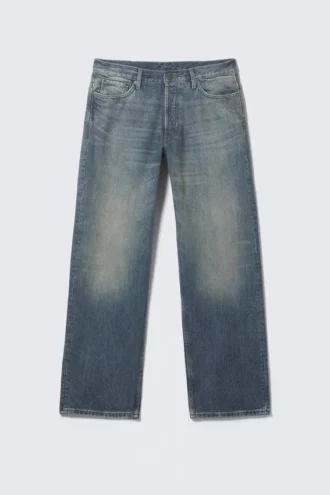 Vaqueros rectos holgados de talle bajo Sphere – Azul Báltico – Azul oscuro Vaqueros rectos holgados de talle bajo Sphere – Azul Báltico – Azul oscuro