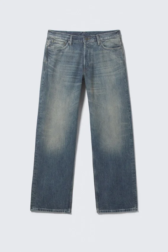 Vaqueros rectos holgados de talle bajo Sphere – Azul Báltico – Azul oscuro Vaqueros rectos holgados de talle bajo Sphere – Azul Báltico – Azul oscuro