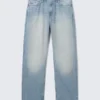 Vaqueros rectos holgados de talle medio Galaxy – Azul Kimberley – Azul claro Vaqueros rectos holgados de talle medio Galaxy – Azul Kimberley – Azul claro