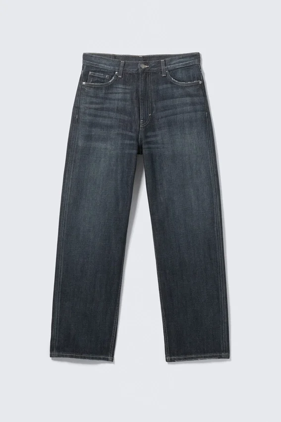 Vaqueros rectos holgados de talle medio Galaxy – Azul marino – Azul oscuro Vaqueros rectos holgados de talle medio Galaxy – Azul marino – Azul oscuro