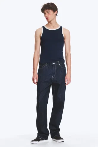 Vaqueros rectos holgados de talle medio Galaxy – Blue Rinse – Azul oscuro