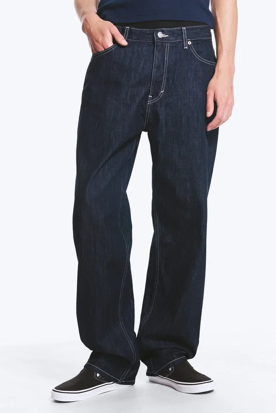 Vaqueros rectos holgados de talle medio Galaxy – Blue Rinse – Azul oscuro Vaqueros rectos holgados de talle medio Galaxy – Blue Rinse – Azul oscuro