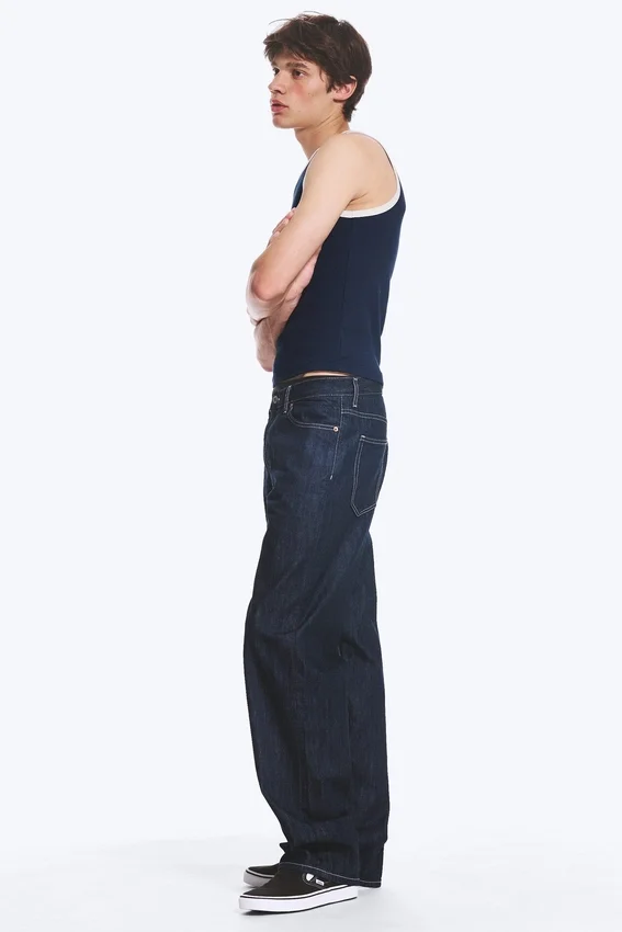 Vaqueros rectos holgados de talle medio Galaxy – Blue Rinse – Azul oscuro Vaqueros rectos holgados de talle medio Galaxy – Blue Rinse – Azul oscuro