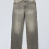 Vaqueros rectos holgados de talle medio Galaxy – Gris cañón – Gris medio Vaqueros rectos holgados de talle medio Galaxy – Gris cañón – Gris medio