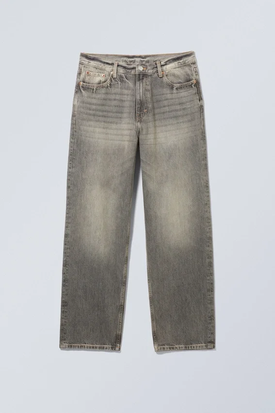 Vaqueros rectos holgados de talle medio Galaxy – Gris cañón – Gris medio Vaqueros rectos holgados de talle medio Galaxy – Gris cañón – Gris medio