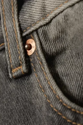 Vaqueros rectos holgados de talle medio Galaxy – Gris cañón – Gris medio