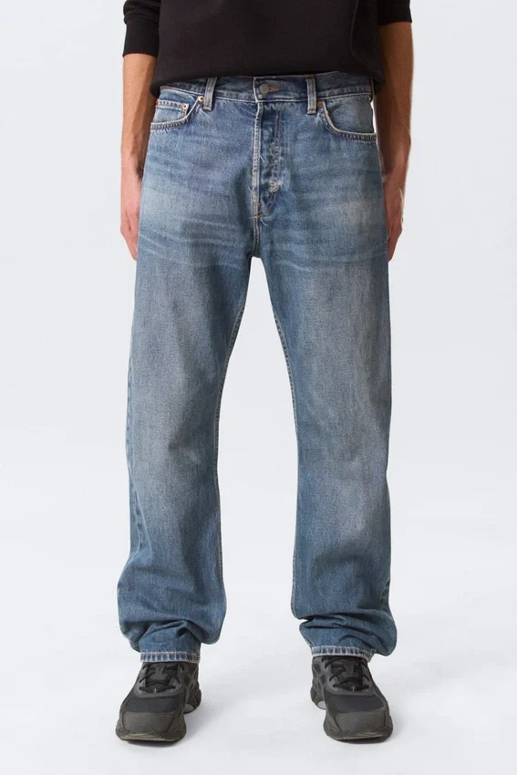 Vaqueros rectos holgados de talle medio Space – Azul hierro Vaqueros rectos holgados de talle medio Space – Azul hierro