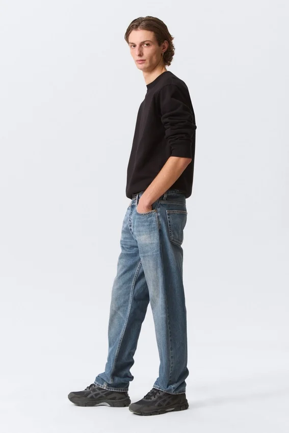 Vaqueros rectos holgados de talle medio Space – Azul hierro Vaqueros rectos holgados de talle medio Space – Azul hierro