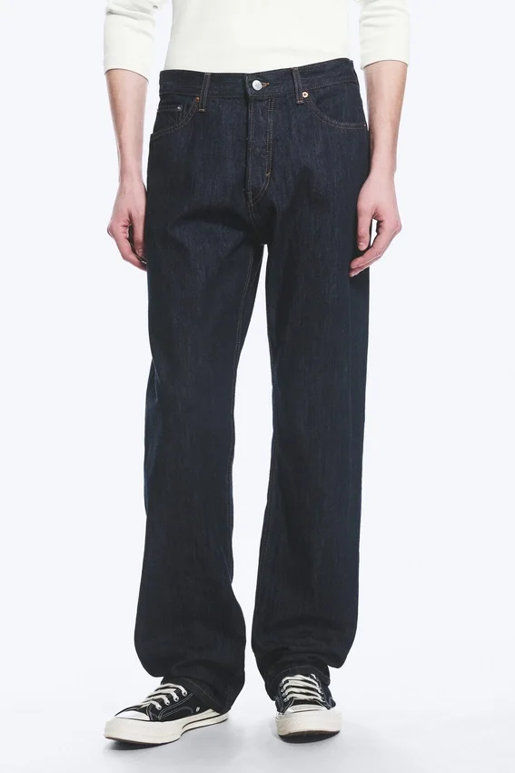 Vaqueros rectos holgados de talle medio Space – Blue Rinse – Azul oscuro Vaqueros rectos holgados de talle medio Space – Blue Rinse – Azul oscuro