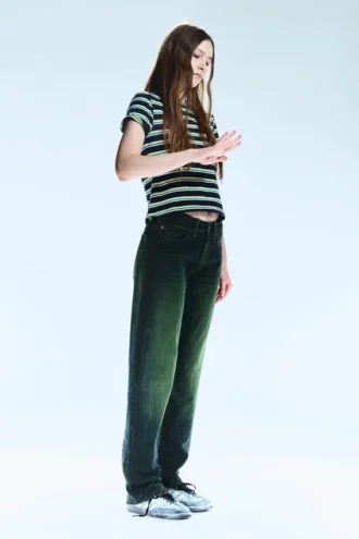 Vaqueros rectos unisex de talle bajo Anti – Verde marino – Verde | Cheap Monday Gb