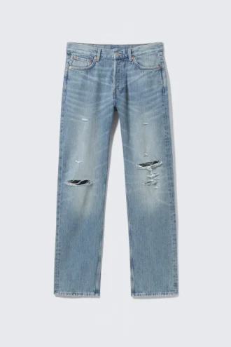 Vaqueros Space Relaxed de corte recto desgastado – Azul desgastado