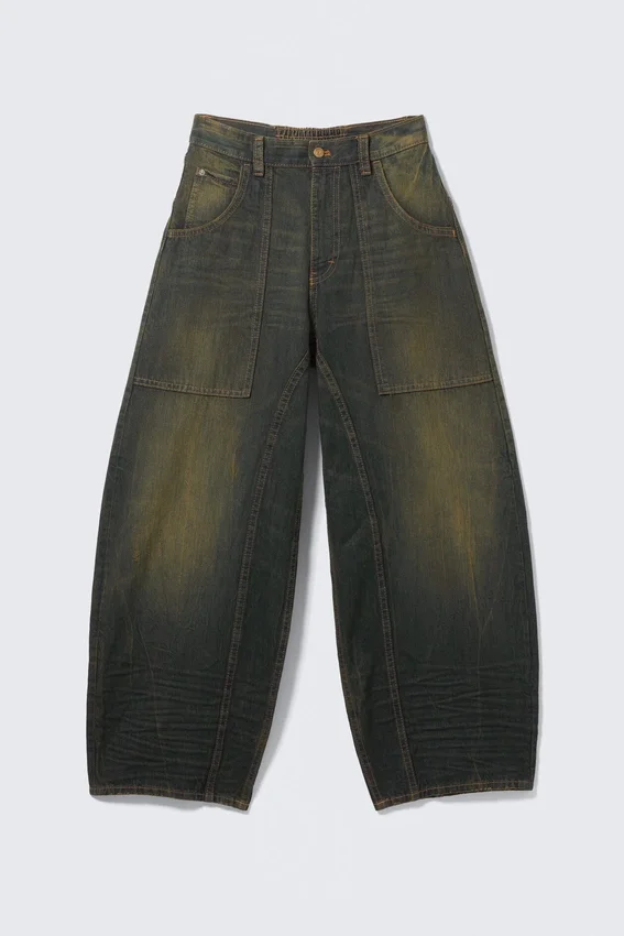 Vaqueros unisex de talle bajo y corte holgado tipo Barrel – Washed Sulfur – Caqui oscuro | Cheap Monday Gb Vaqueros unisex de talle bajo y corte holgado tipo Barrel – Washed Sulfur – Caqui oscuro | Cheap Monday Gb