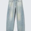 Vaqueros unisex holgados con paneles – Azul puerto – Azul claro