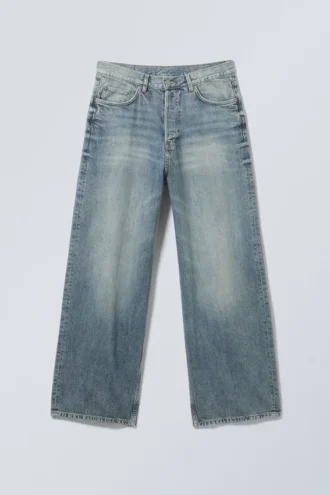 Vaqueros unisex holgados de talle medio Astro – Azul desgastado – Azul medio Vaqueros unisex holgados de talle medio Astro – Azul desgastado – Azul medio